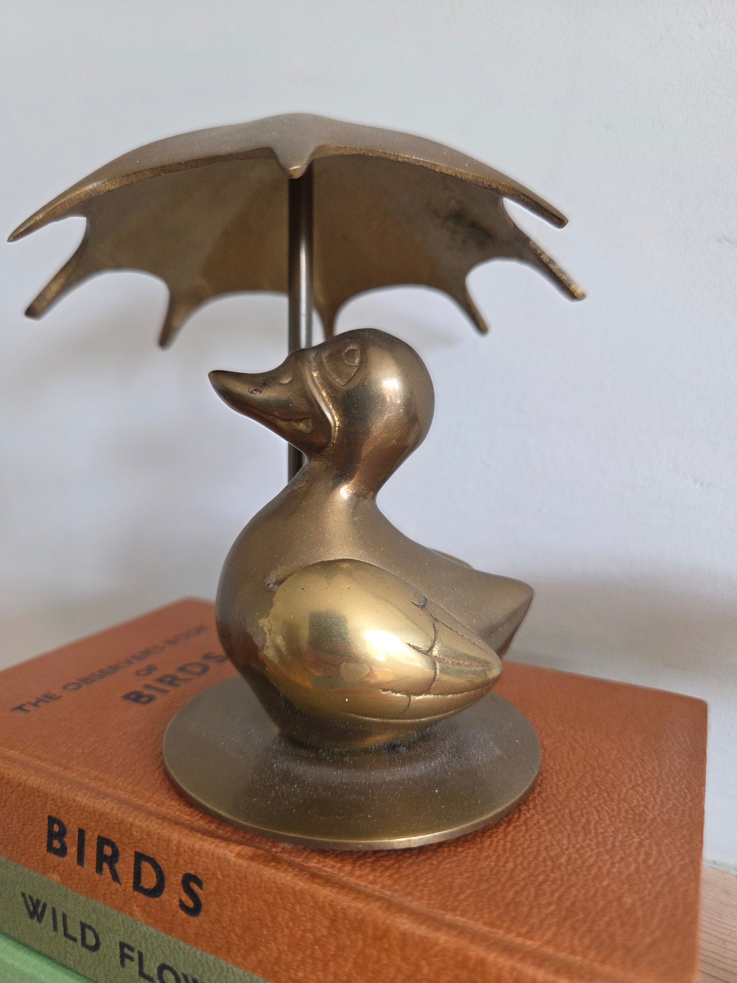 Vintage Brass Ducks with Umbrellas