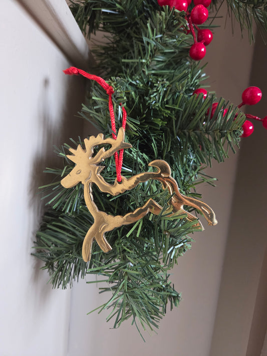 Vintage Brass Reindeer Decoration