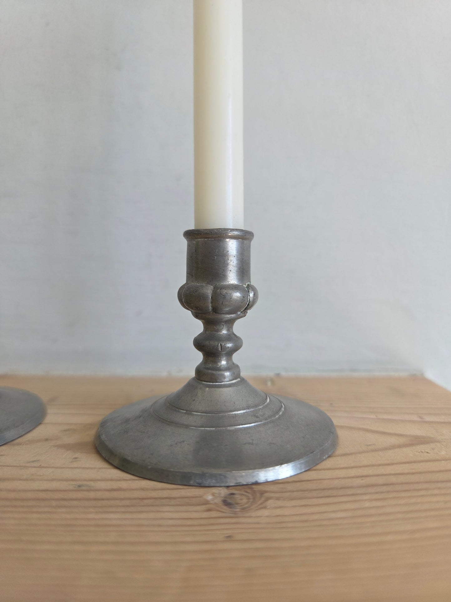 Pair of Mini Swedish Pewter Candlesticks