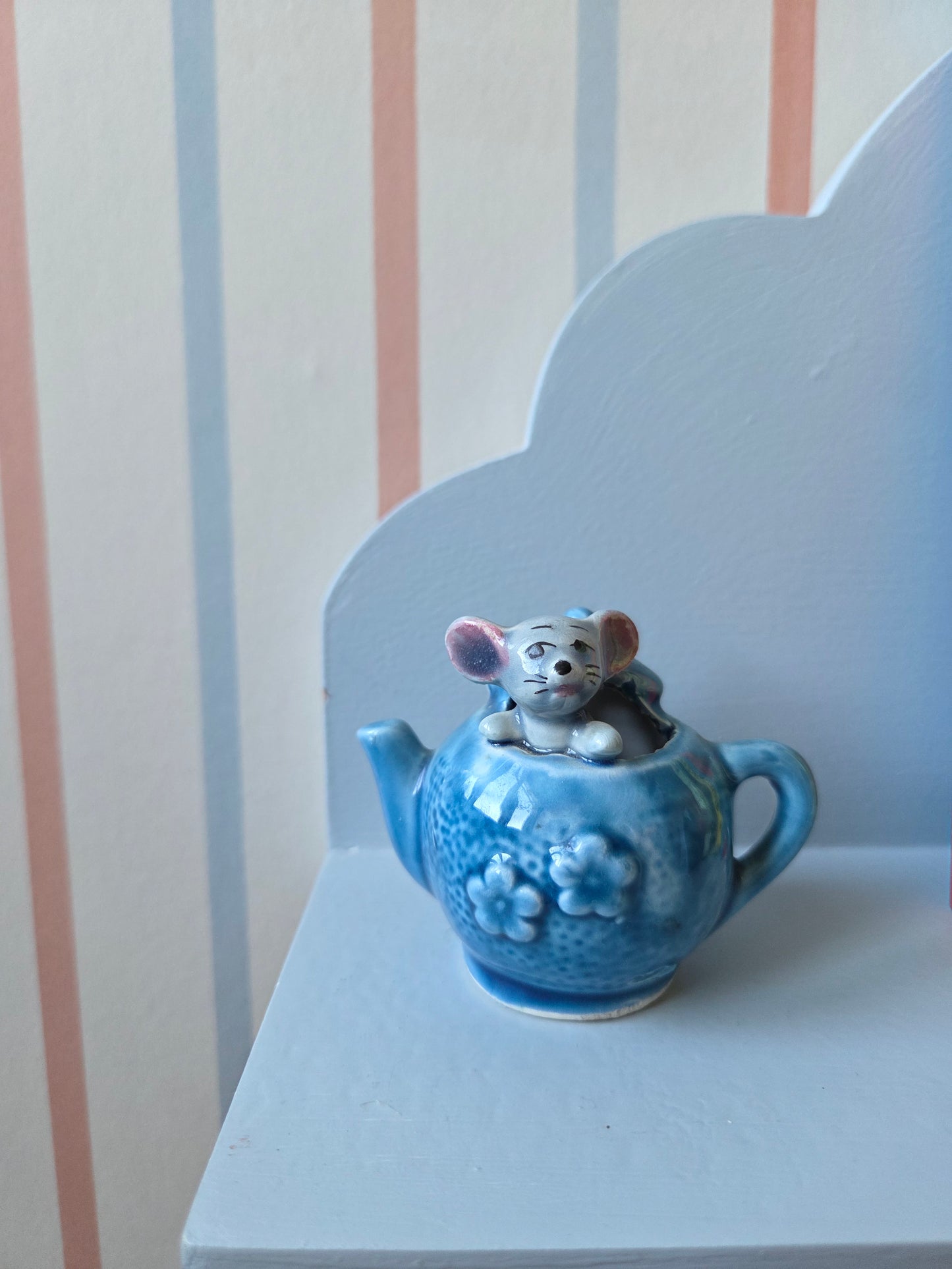 Vintage Japanese Mouse in a Teapot Ornament