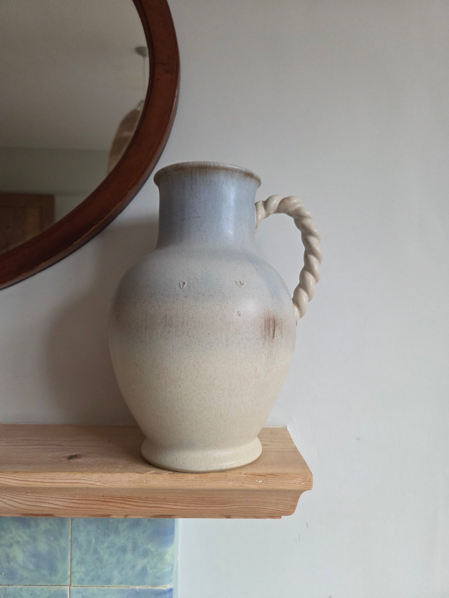 Vintage Ombre Drip Glaze Jug Vase with Rope Twist Handle