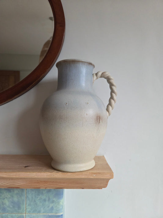 Vintage Ombre Drip Glaze Jug Vase with Rope Twist Handle