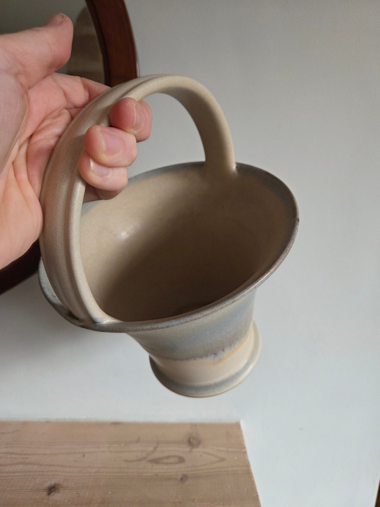 Large Studio Pottery Basket Vase with Ombre Drip Glaze