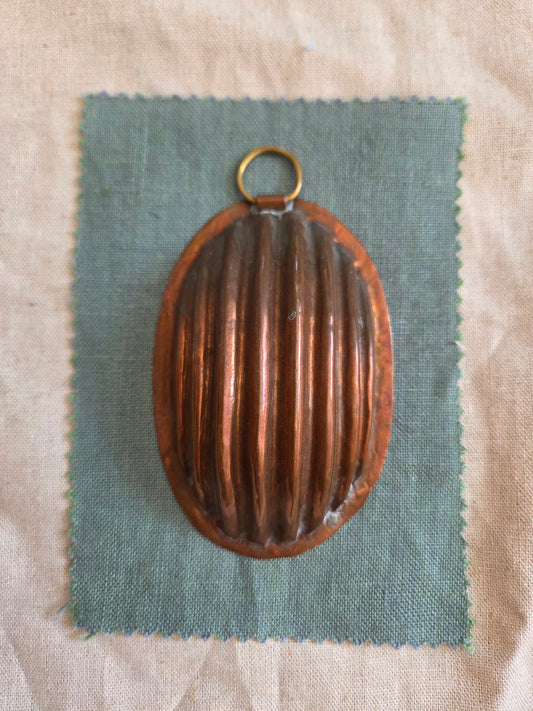 Mini Antique Swedish Copper Mould - Ribbed Oval