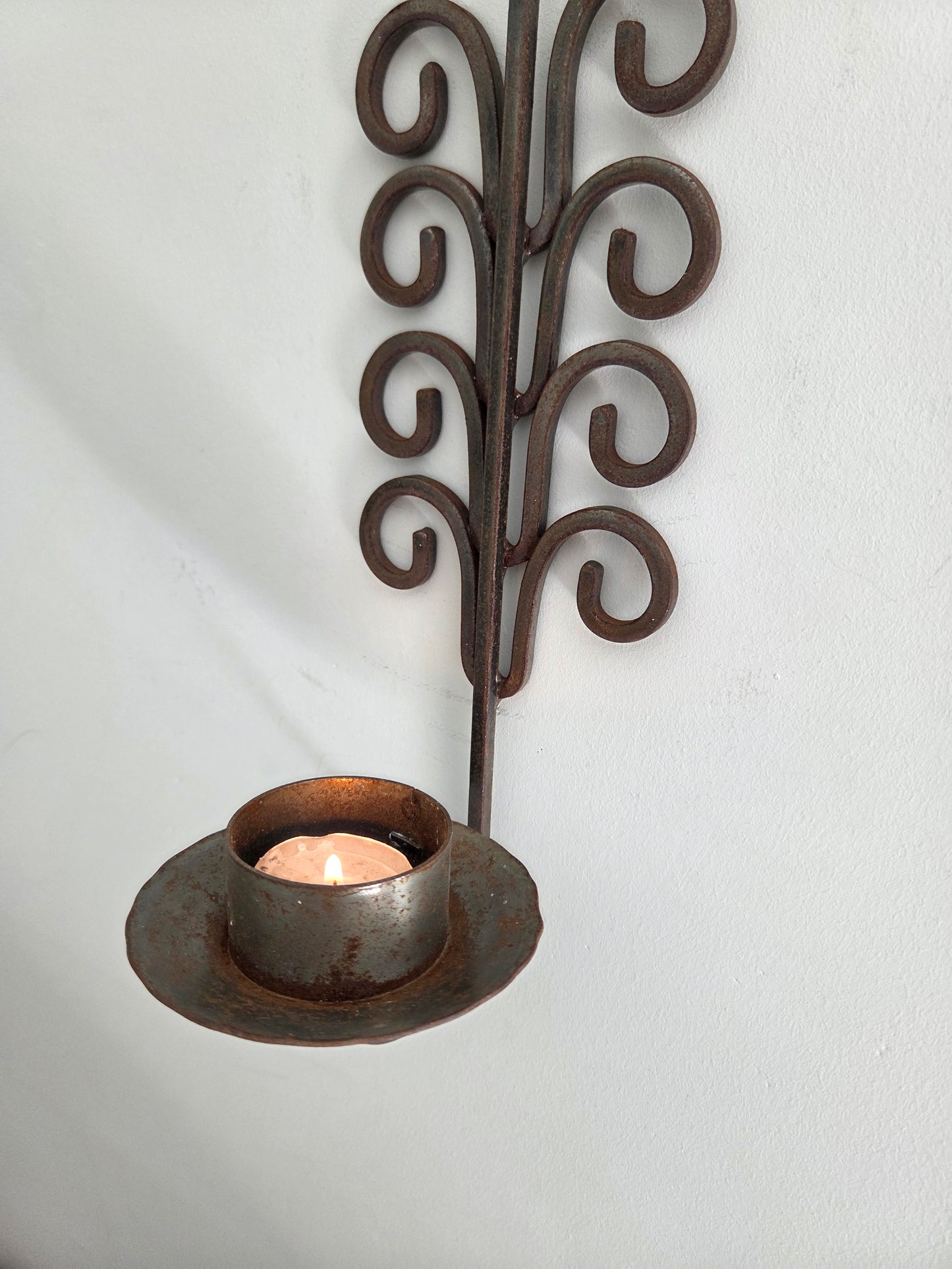 Vintage Iron Wall Sconce with Swirl Detail