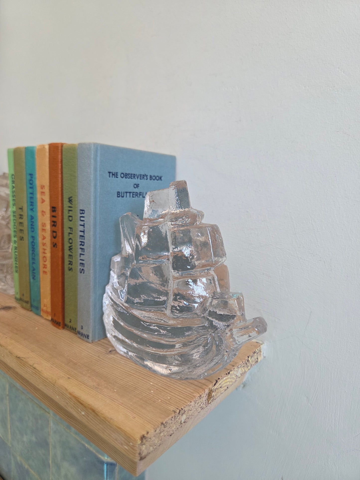 Pair of Vintage Art Glass Boats by Pukeberg Sweden