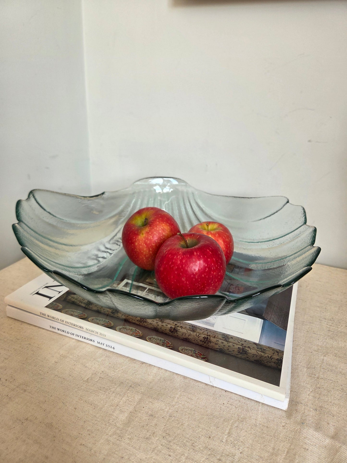Vintage Glass Shell Shaped Fruit Bowl