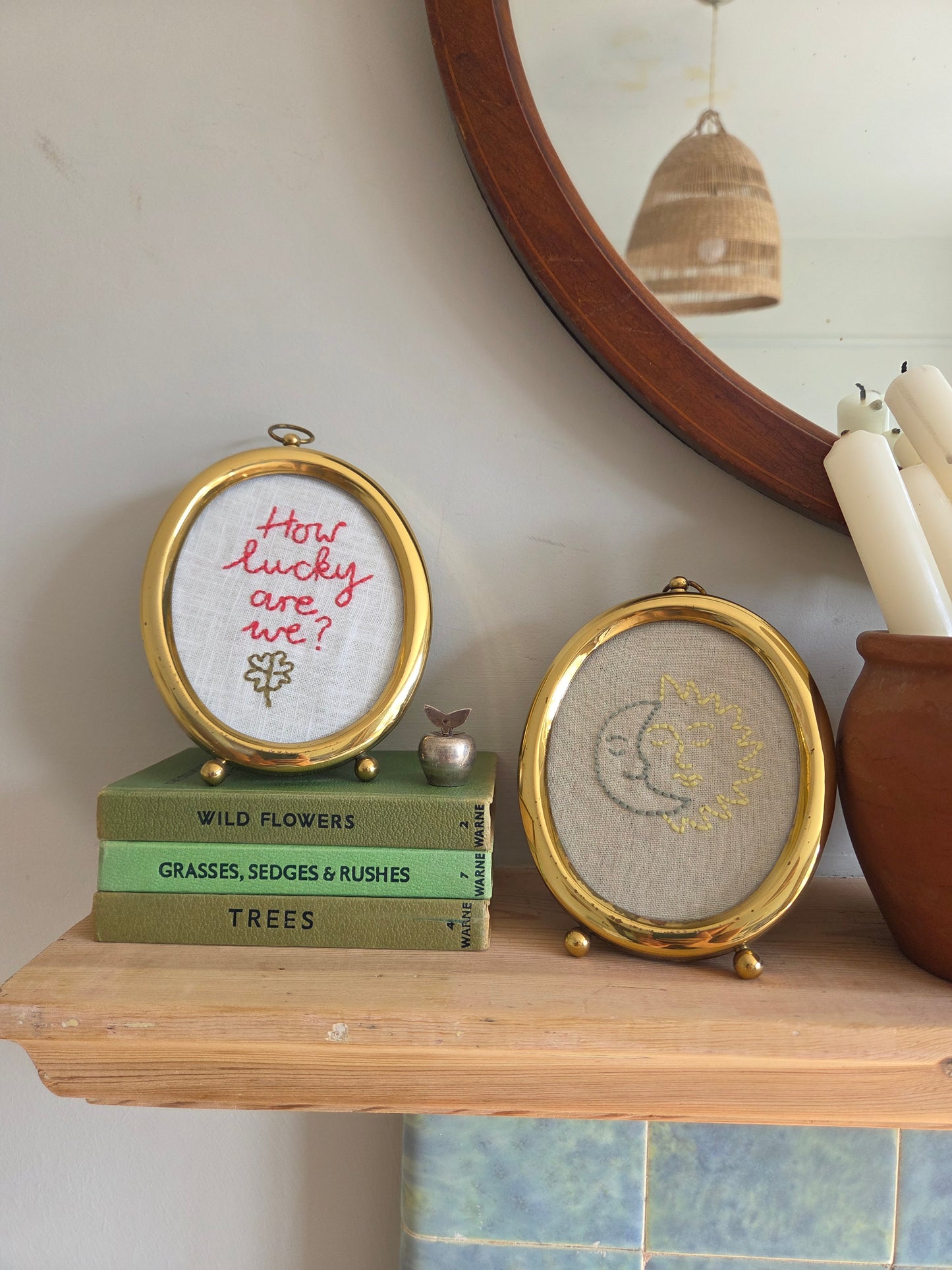 Vintage Brass Frames with Embroideries