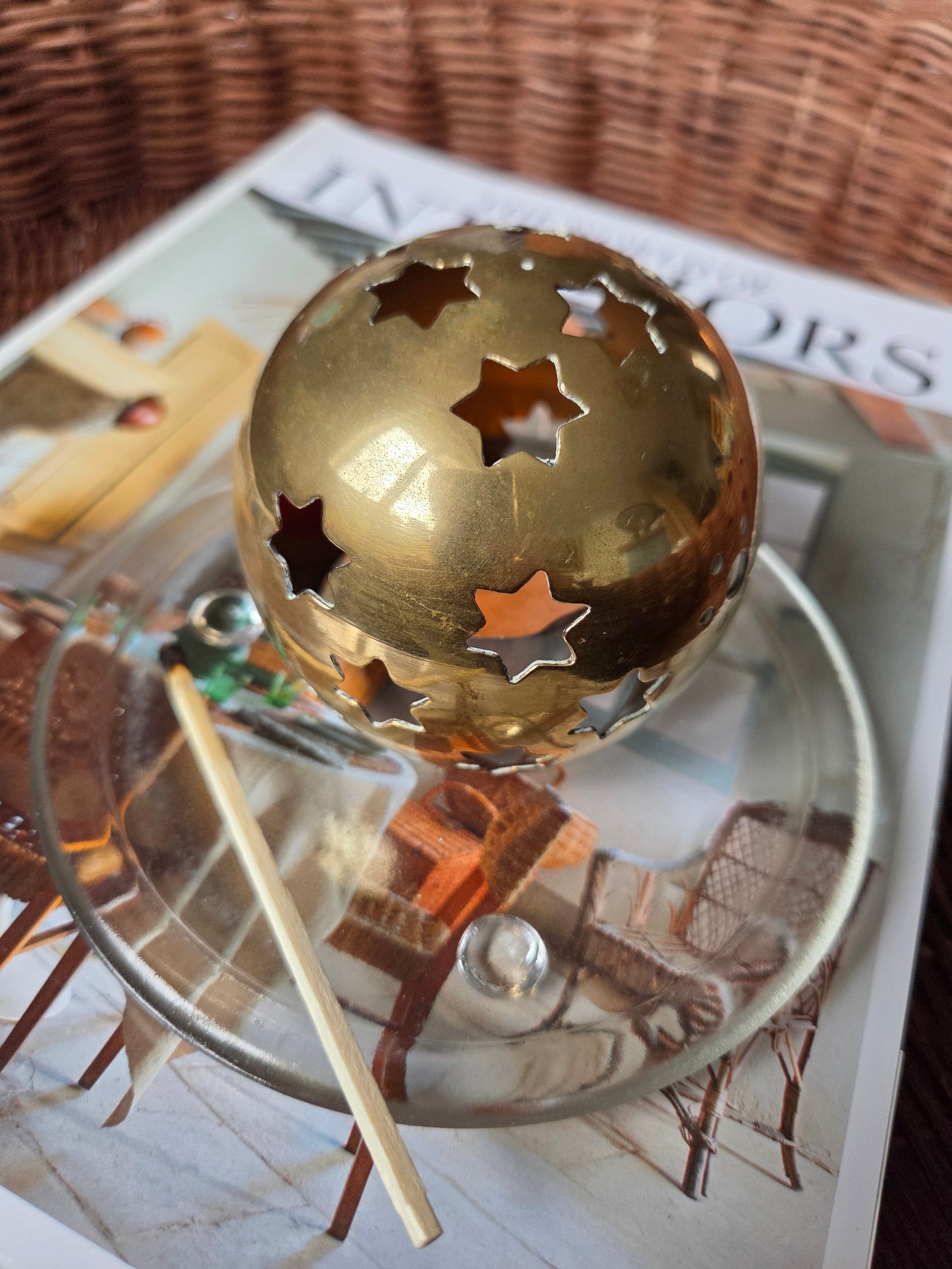 Brass Star Cutout Candle Holder