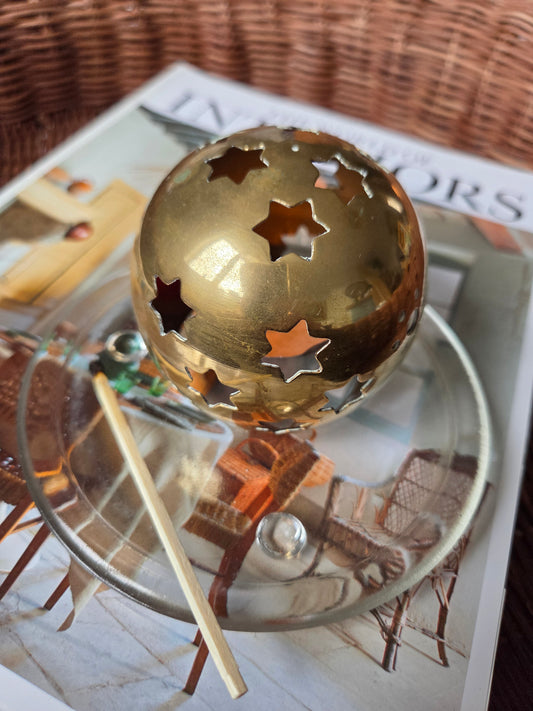 Brass Star Cutout Candle Holder