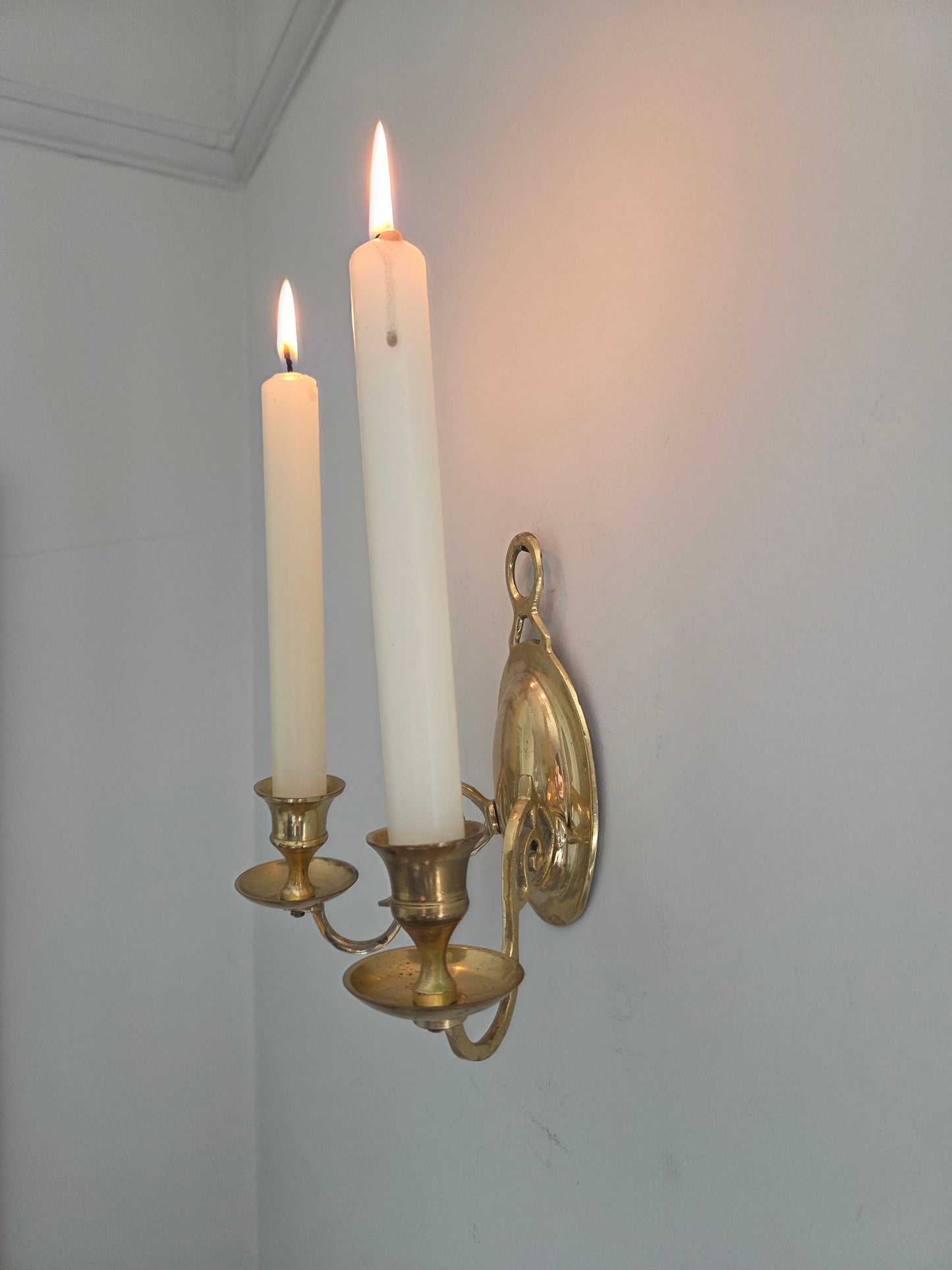 Pair of Vintage Brass Double Sconces