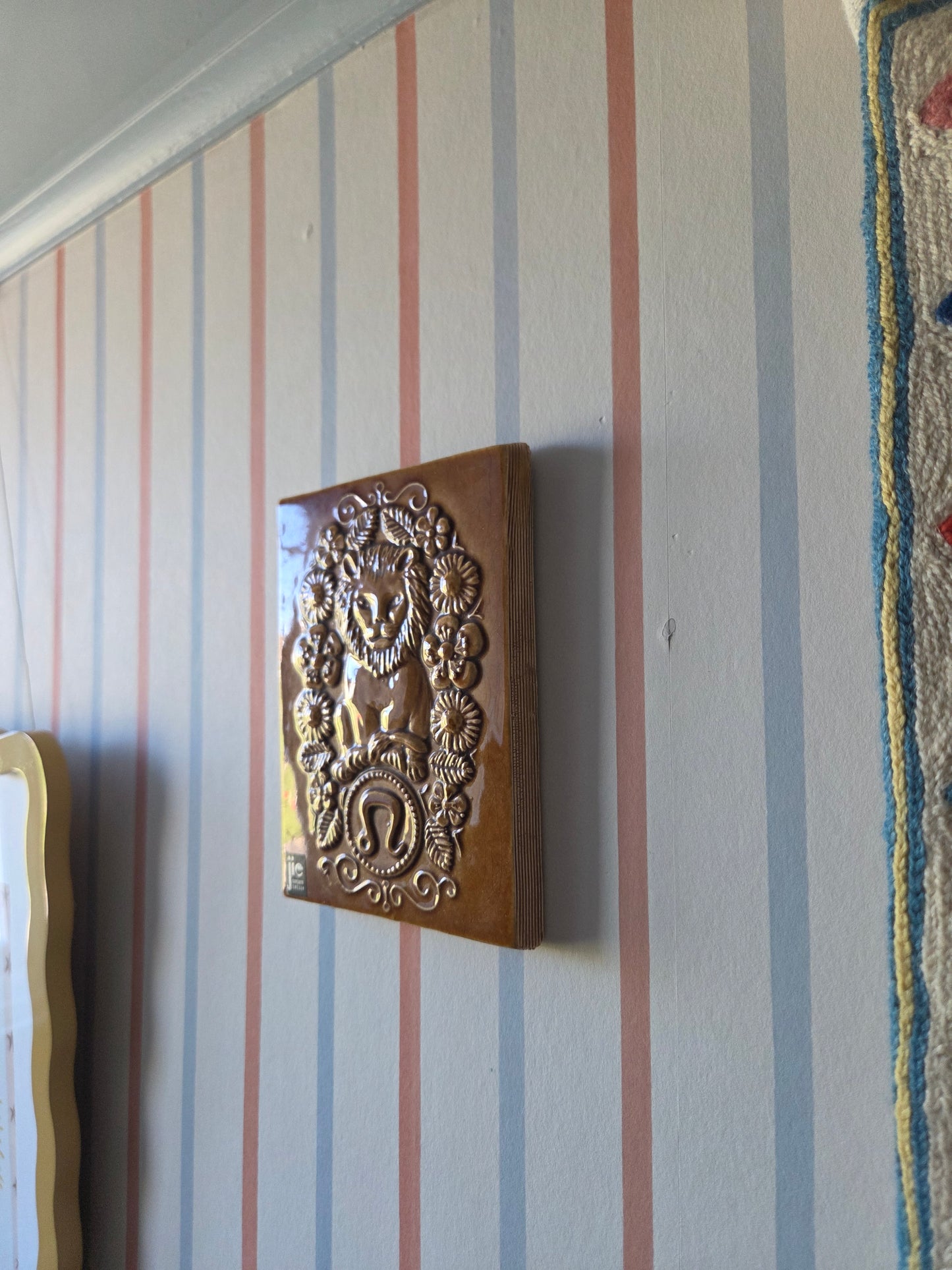 JIE Gantfofta of Sweden Vintage Wall Tile with Leo Star Sign Design