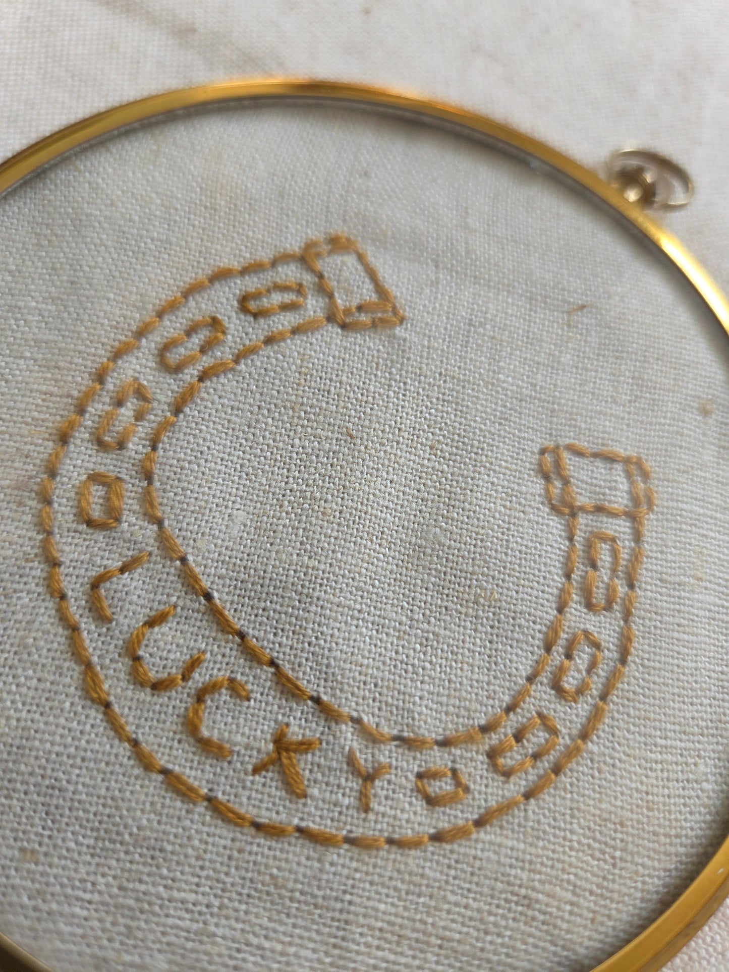 Vintage Brass Frame with Embroidery