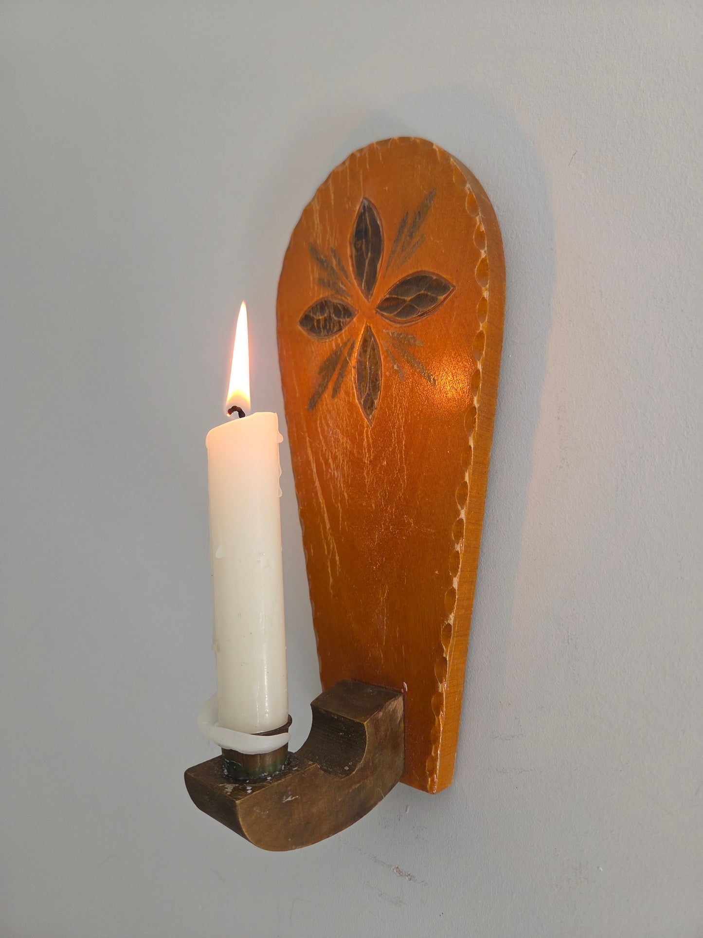 Vintage Swedish Wooden Candle Sconces