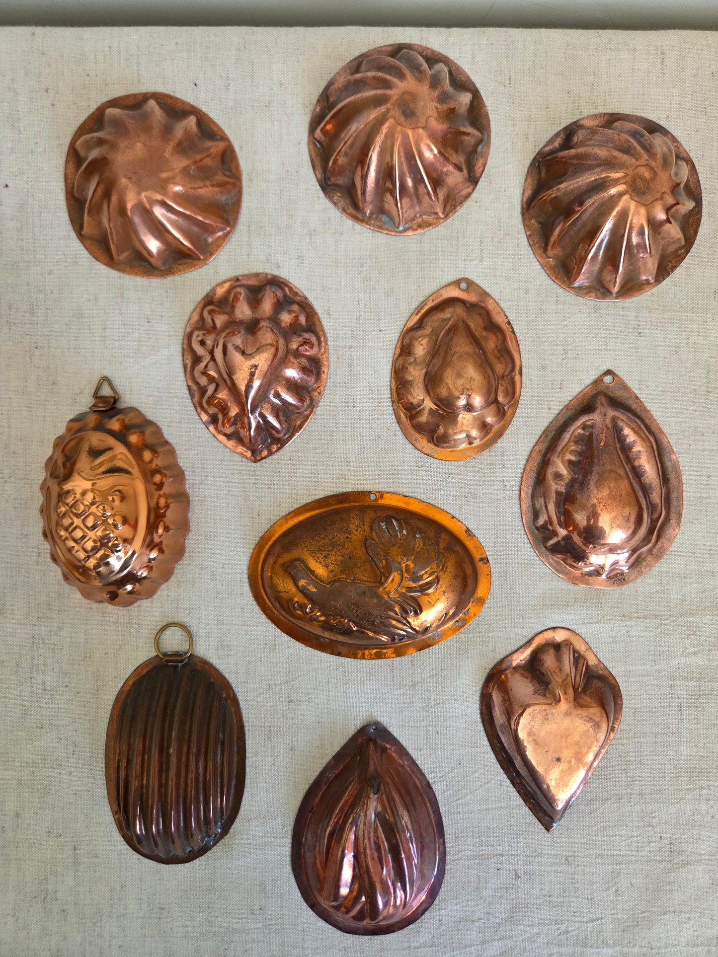 Mini Antique Swedish Copper Mould - Ribbed Oval