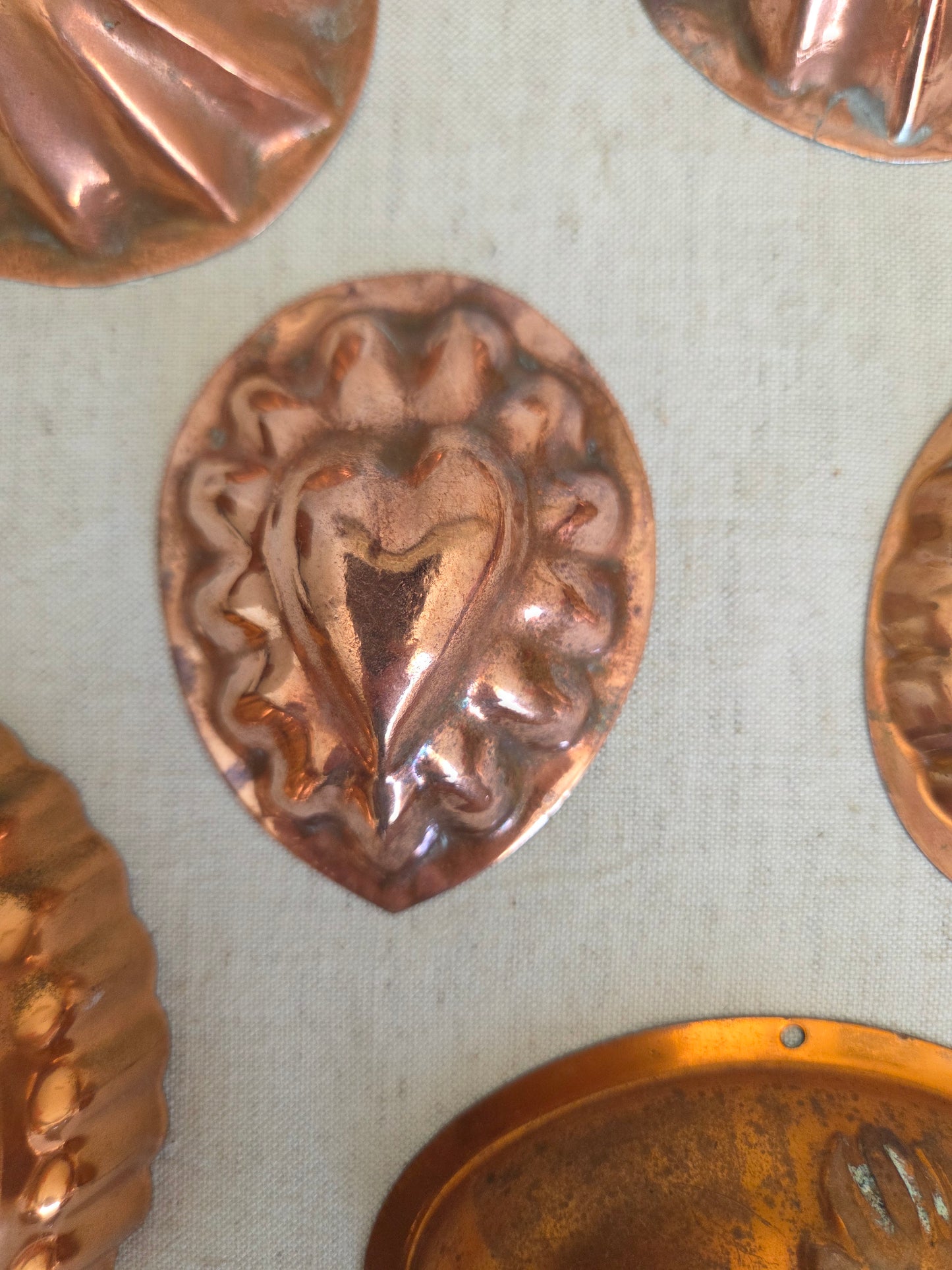 Mini Antique Swedish Copper Mould - Heart with Scallop Border