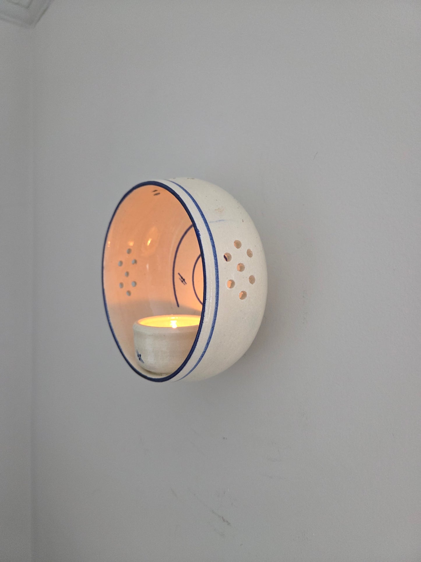 Handmade Swedish Ceramic Tealight Wall Sconce