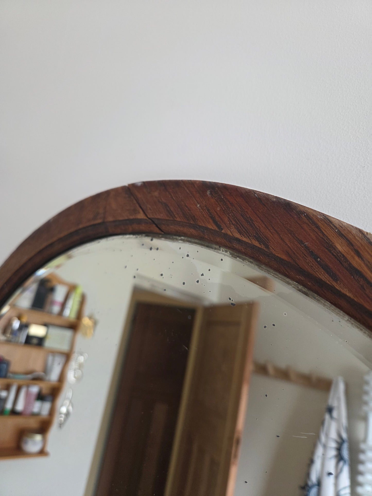 Vintage Round Oak Mirror