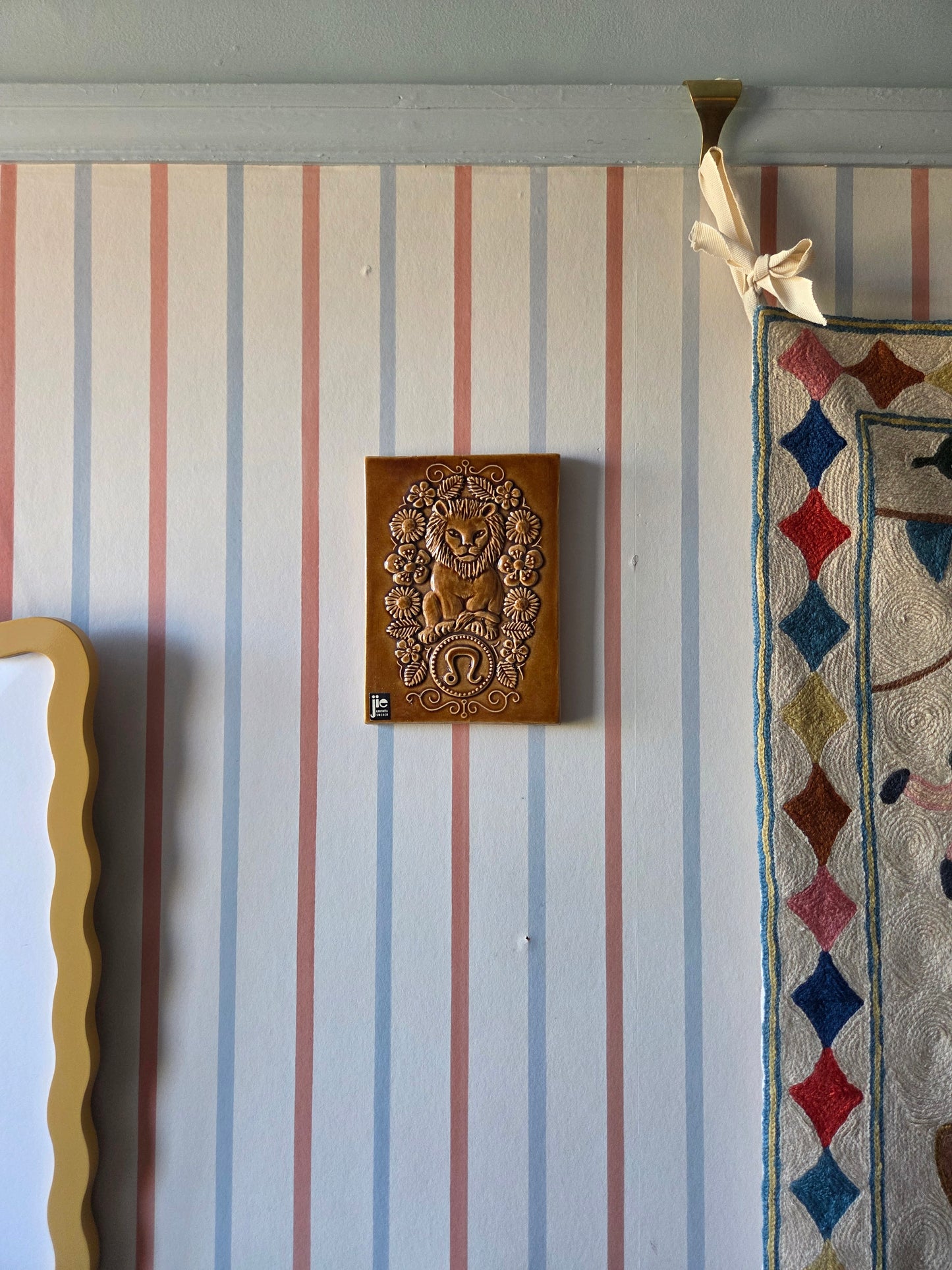 JIE Gantfofta of Sweden Vintage Wall Tile with Leo Star Sign Design