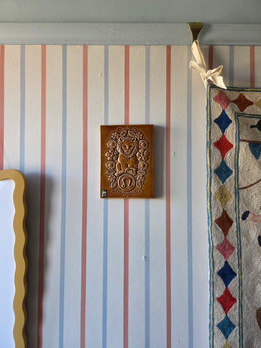 JIE Gantfofta of Sweden Vintage Wall Tile with Leo Star Sign Design