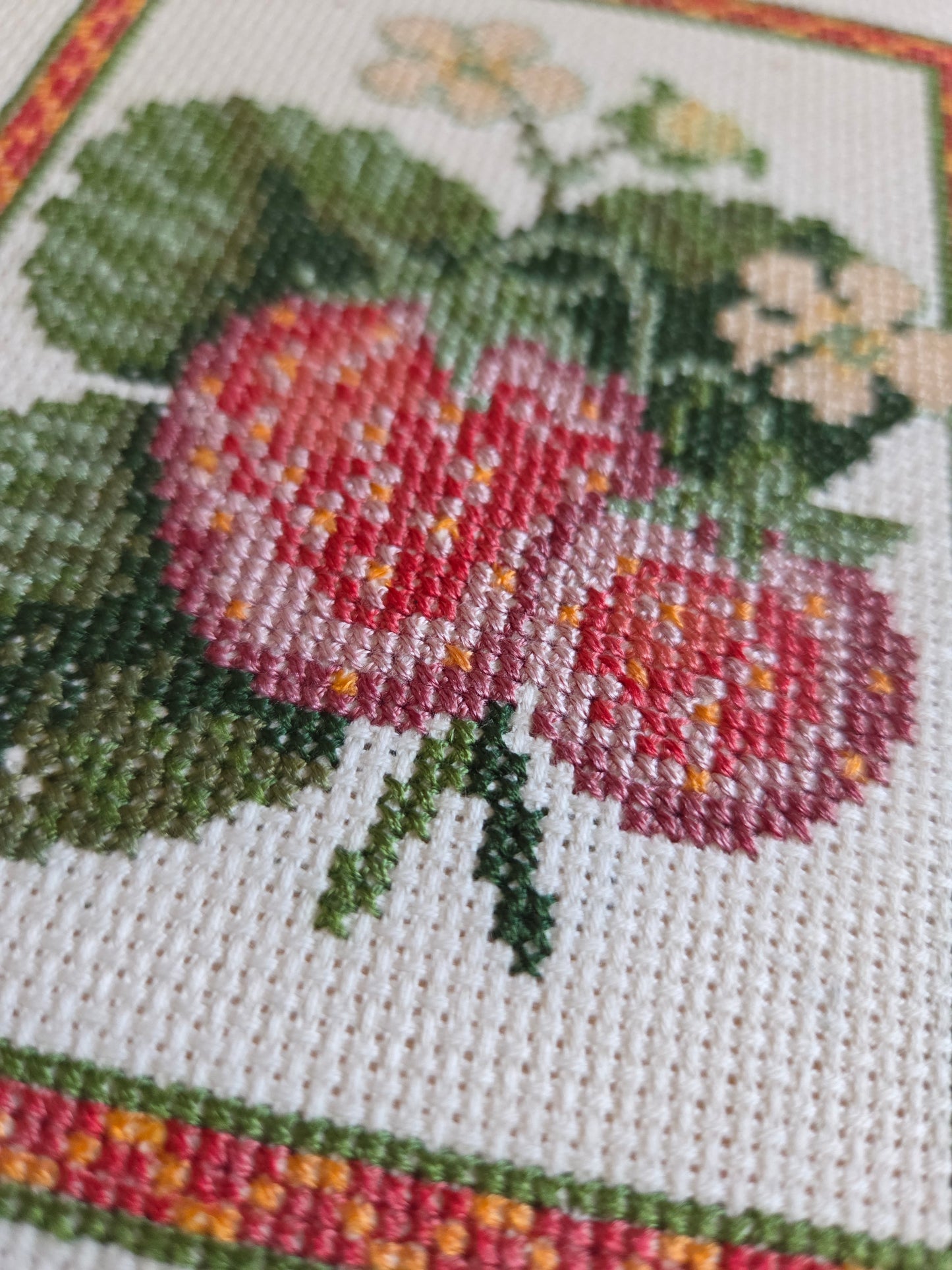 Vintage Swedish Strawberry Plant Embroidery