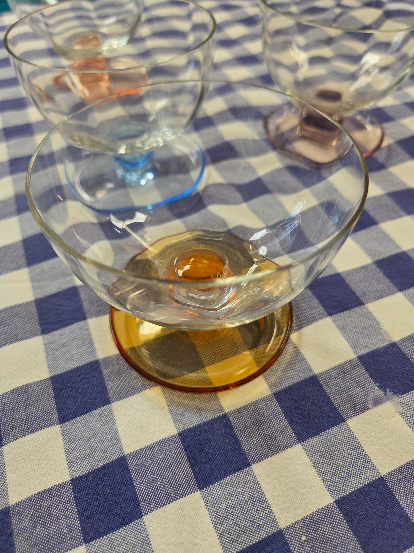 Set of 5 Colourful Vintage Glass Dessert Bowls