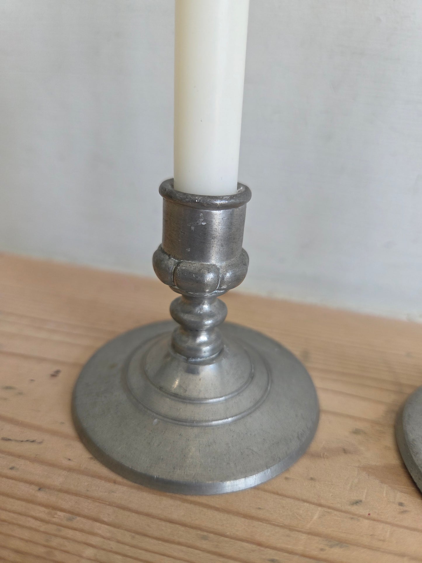 Pair of Mini Swedish Pewter Candlesticks