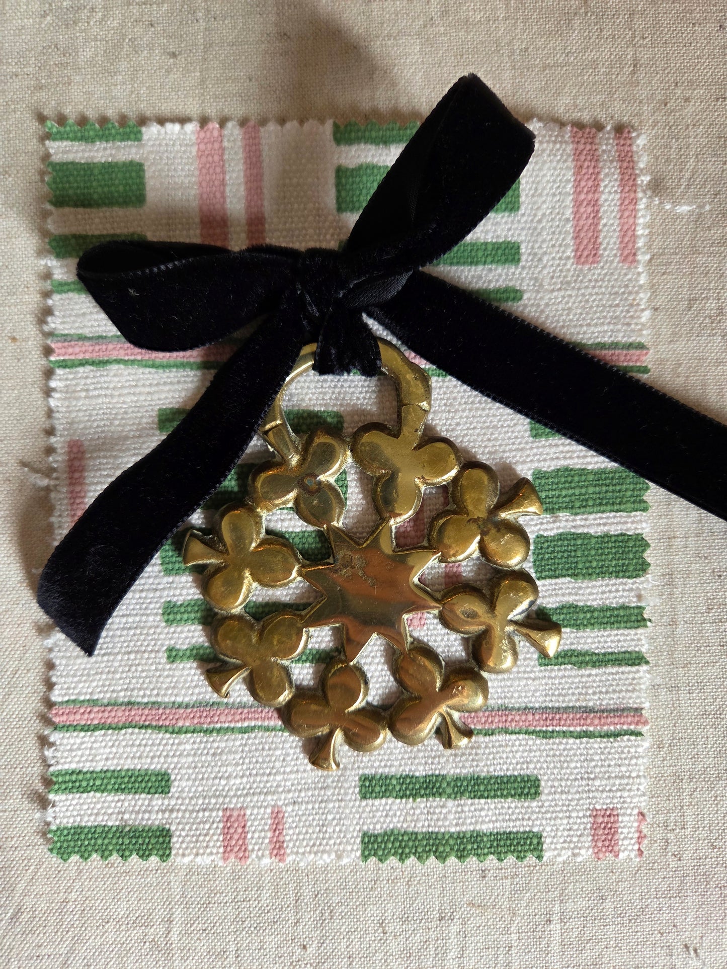 Three Leaf Clover Hanging Brass Trinket