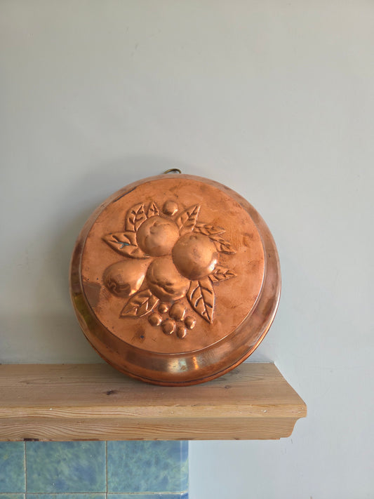 X Large Vintage Swedish Copper Mould with Fruit
