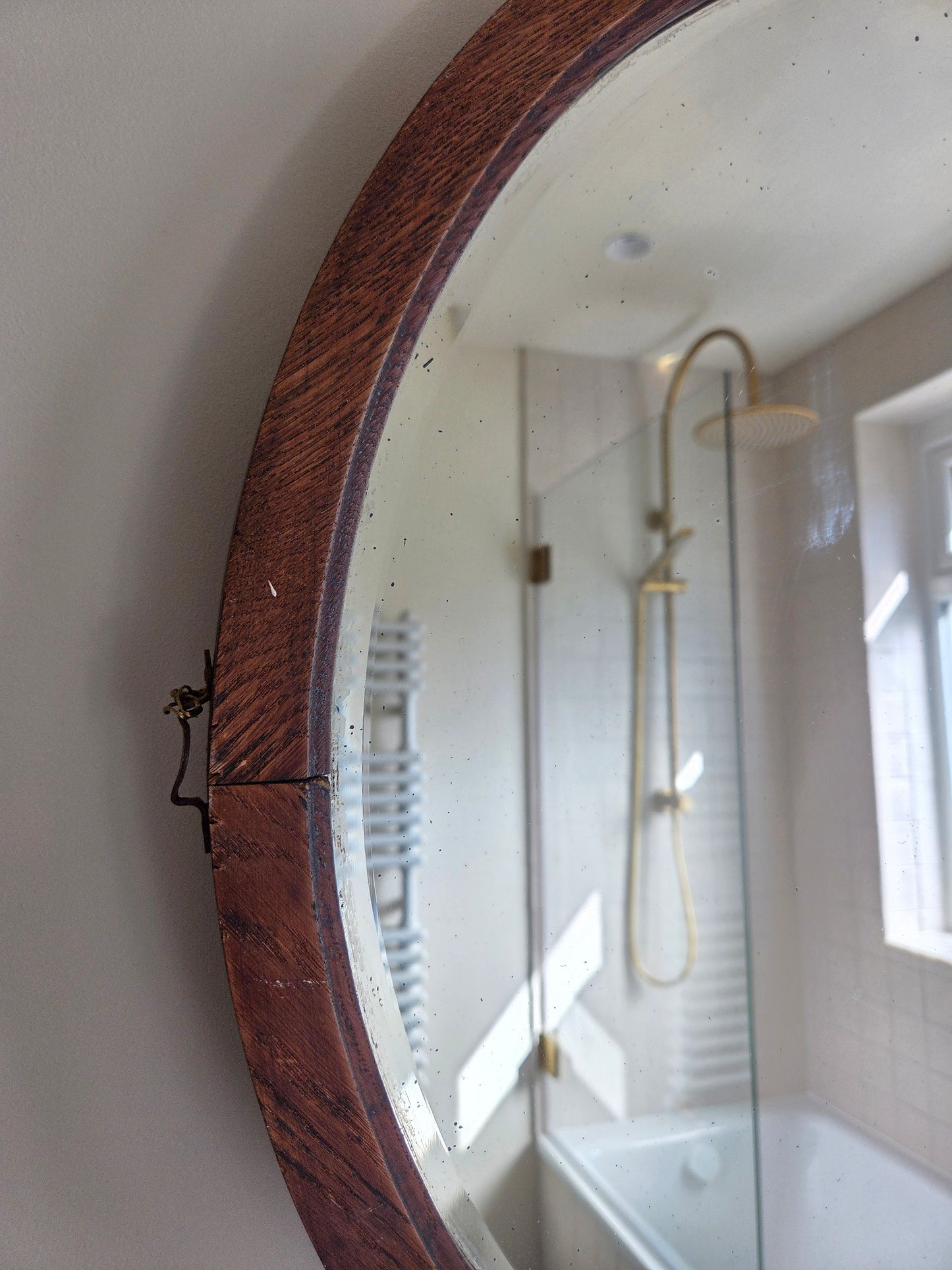 Vintage Round Oak Mirror