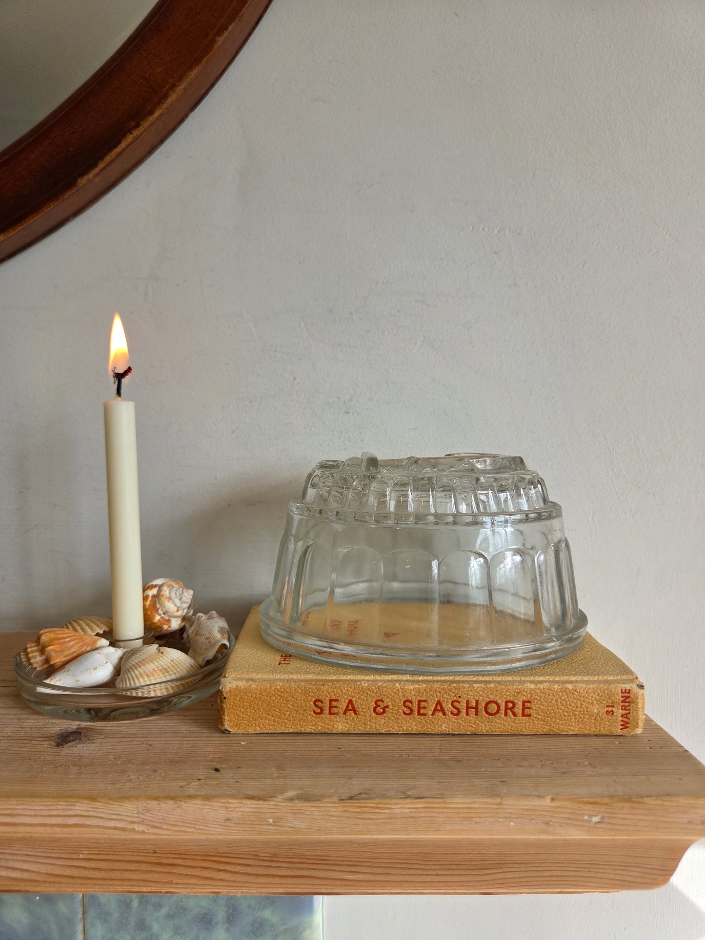 Vintage Glass Jelly Mould with Anchor Design