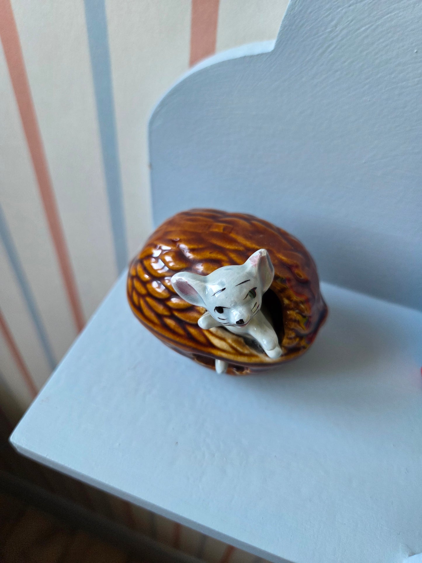 Vintage Japanese Mouse in a Walnut Ornament