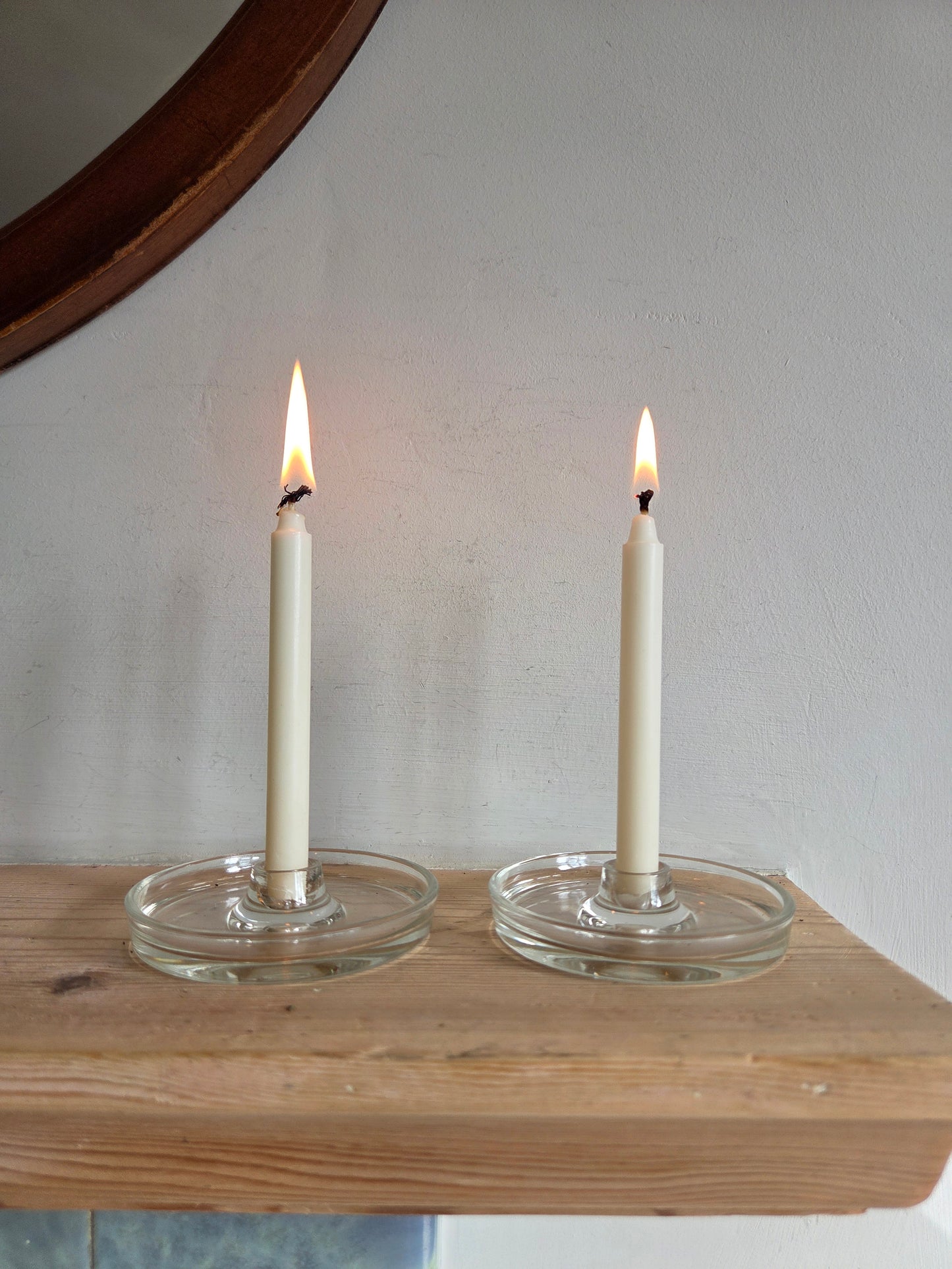 Pair of Swedish Glass Mini Candle Holders